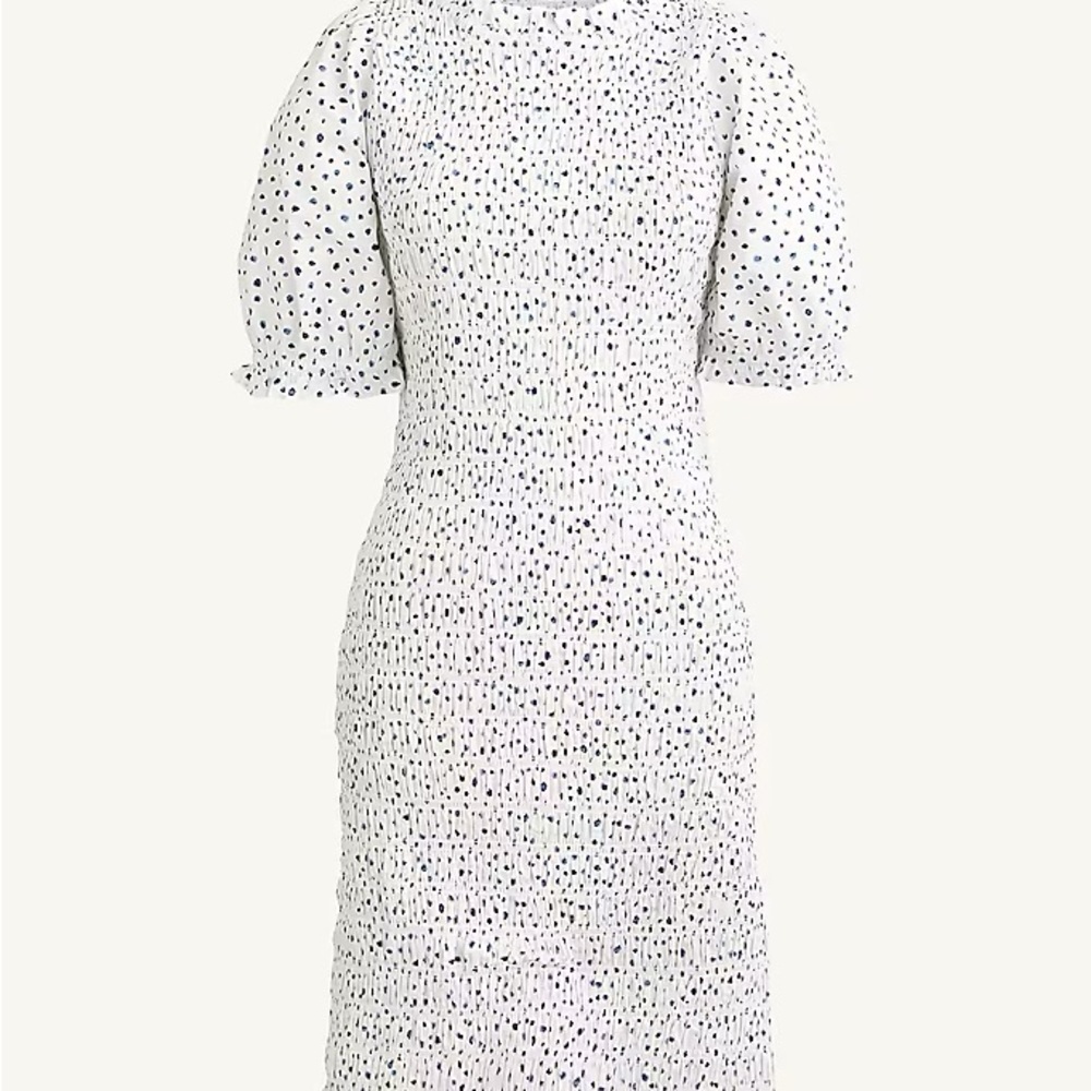 J. Crew White and Black Puff Sleeve Sheath Dress NWT